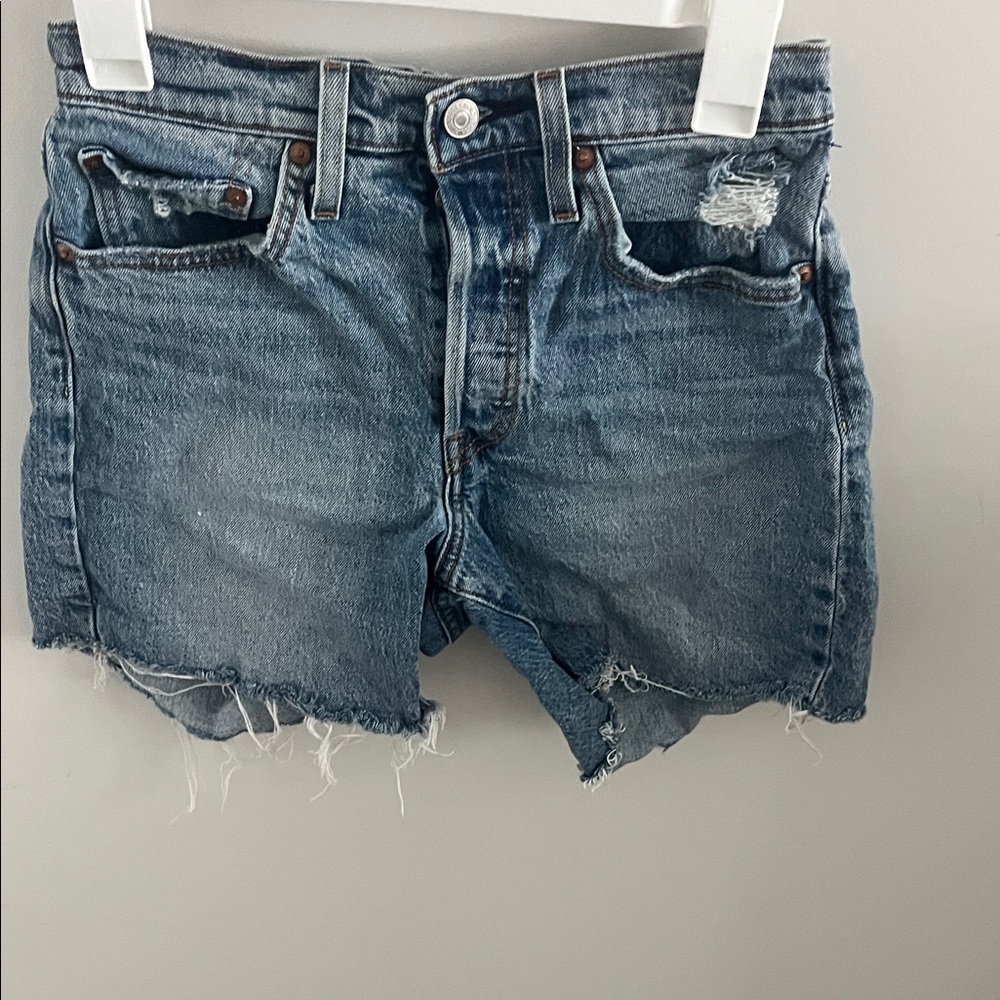 Levi's Blue Distressed Jean Shorts